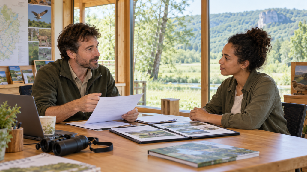 Entretien de recrutement entre un candidat et un responsable d’un parc naturel